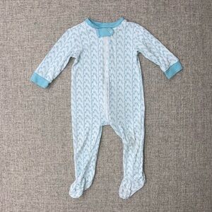 James and Lottie 9m blue candy cane zip footie VGUC